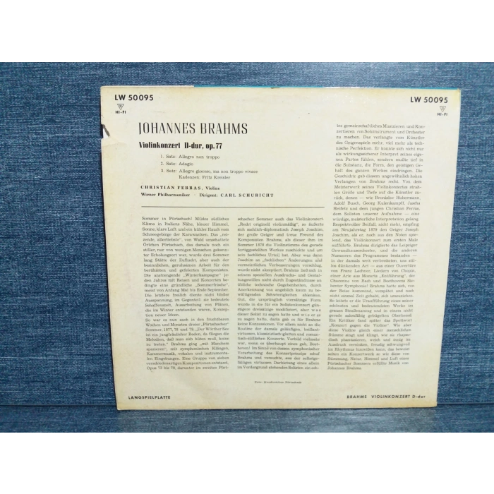 BRAHMS VIOLIN KONZERT C FERRAS (UFAK LP)