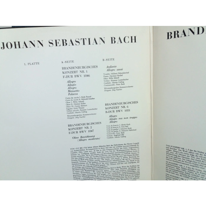 BRANDENBURGISCHE KONZERTE 1-6  (ÇİFT) LP