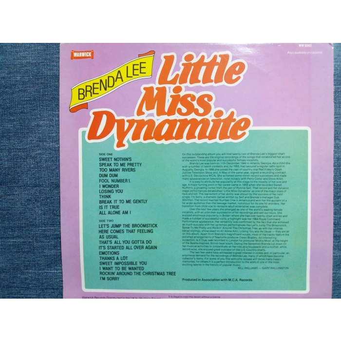 BRENDA LEE SENSATIONAL HITS MUSIC LP