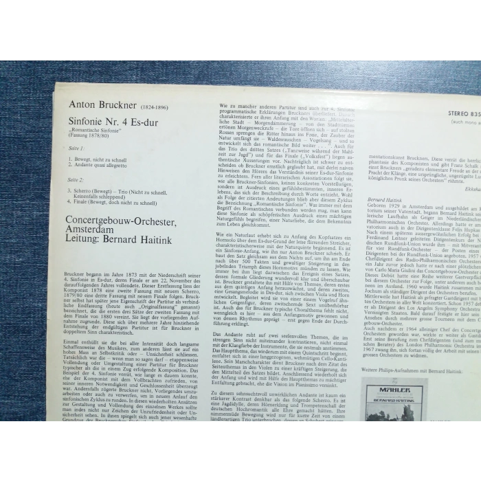BRUCKNER SINFONIE Nr.4 ROMANTISCHE MUSIC LP