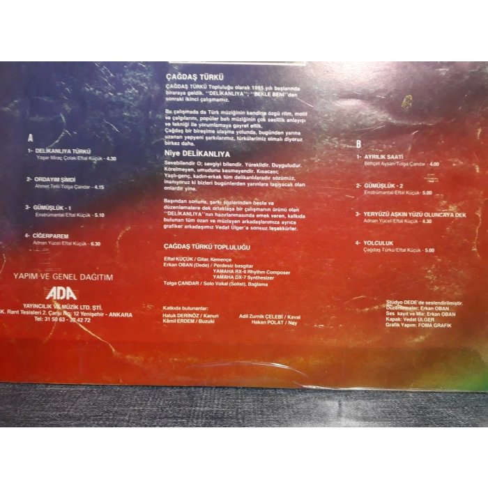 ÇAĞDAŞ TÜRKÜ DELİKANLIYA PLAK