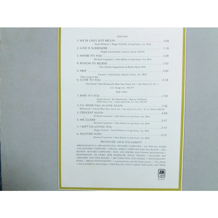 CARPENTERS CLOSE TO YOU  MUSIC LP