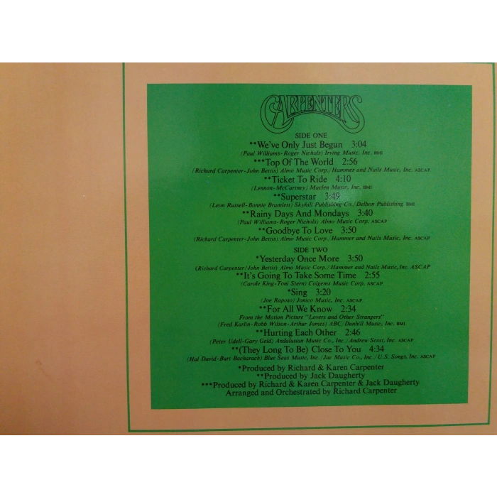 CARPENTERS THE SINGLES 1969-73 MUSIC LP