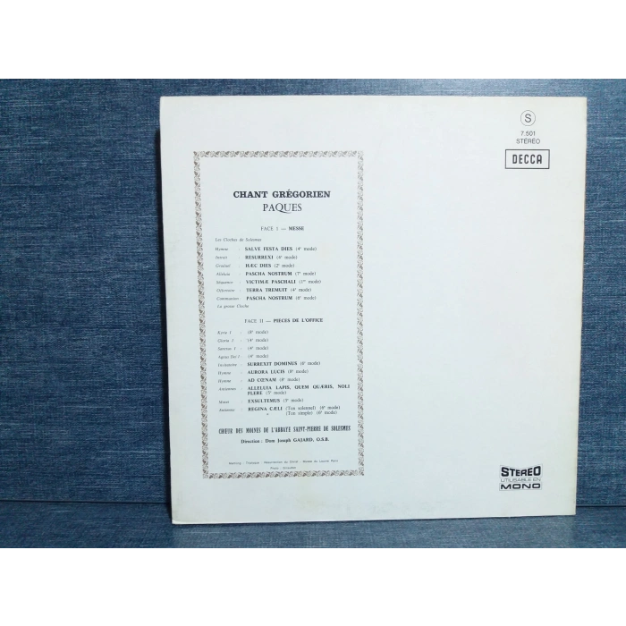 CHANT GREGORIAN PAQUES LP