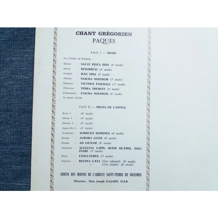 CHANT GREGORIAN PAQUES LP