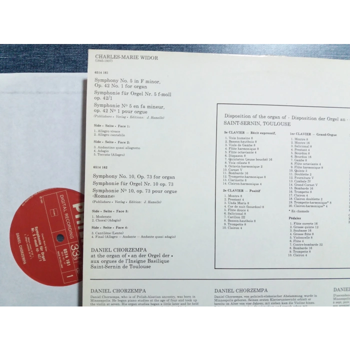 CHARLES MARIE WIDOR SYMPHONY Nr.5-Nr.10 MUSIC 2 LP