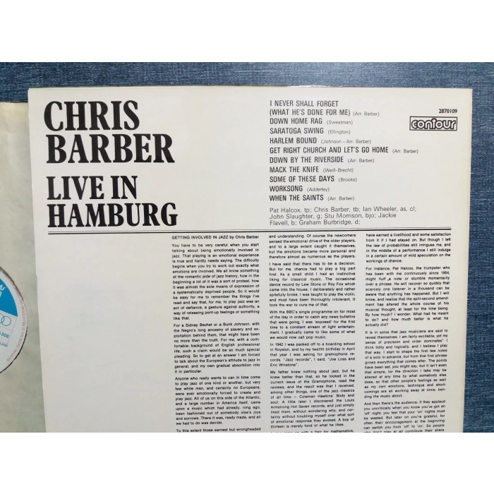 CHRIS BARBER LIVE IN HAMBURG  MUSIC LP