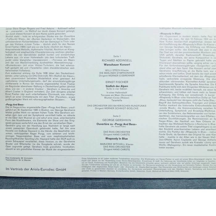 CONCERT IN BLUE GERSHWIN ERNST FISCHER  LP