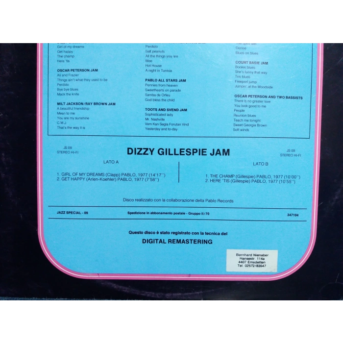 DIZZY GILLESPIE JAM JAZZ LP