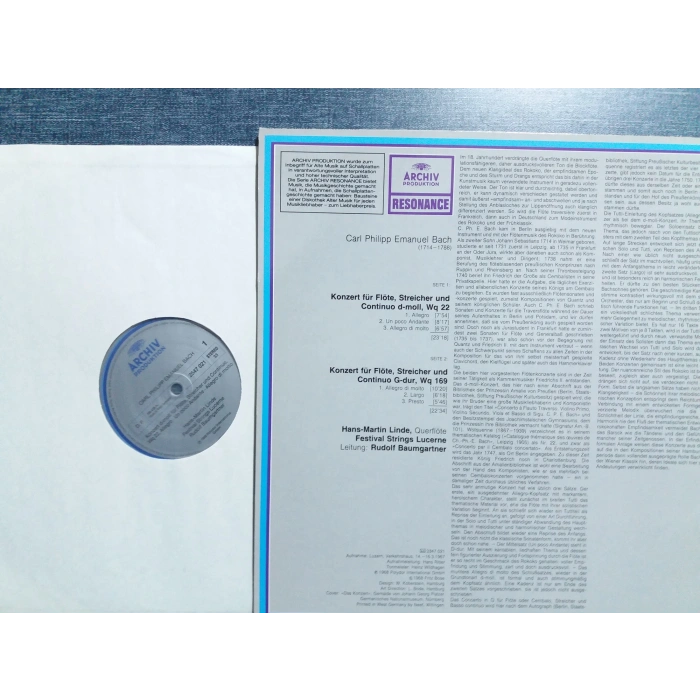 EMANUEL BACH FLUT CONCERT MUSIC LP