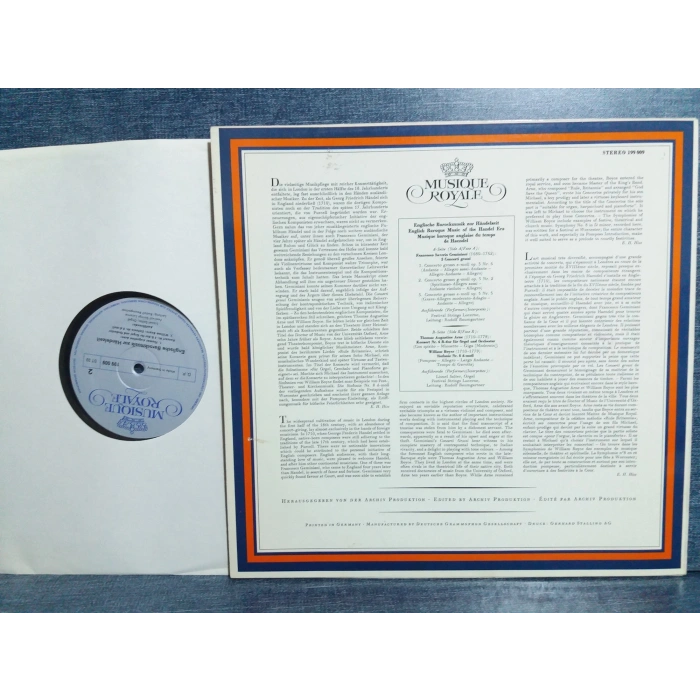 ENGLISCHE BAROCK ZUR HANDELZEIT MUSIC LP