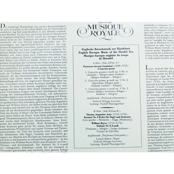 ENGLISCHE BAROCK ZUR HANDELZEIT MUSIC LP