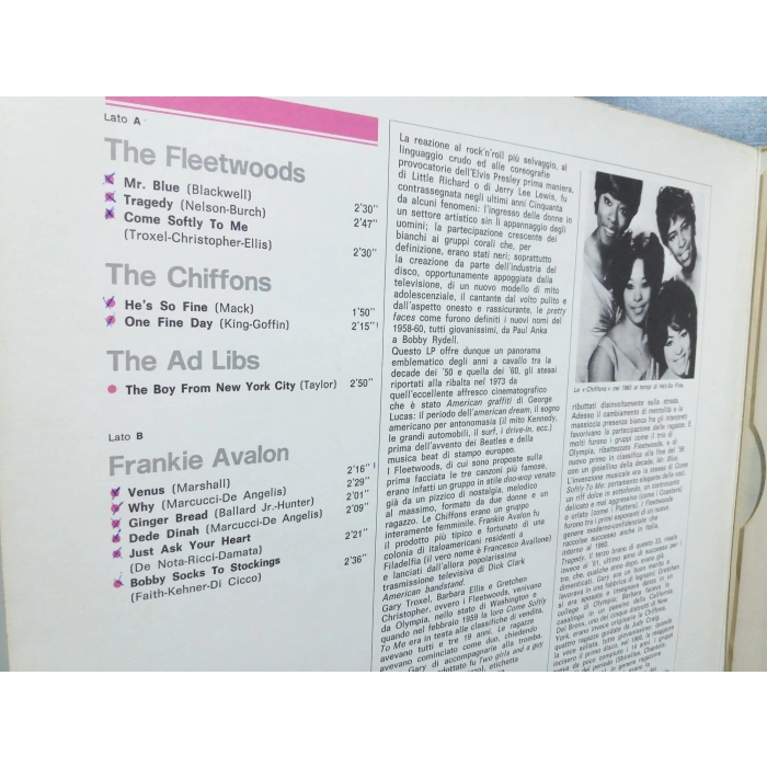 FLEETWODDS FRANKIE AVALON CHIFFONS THE AD LIBS MUSIC LP