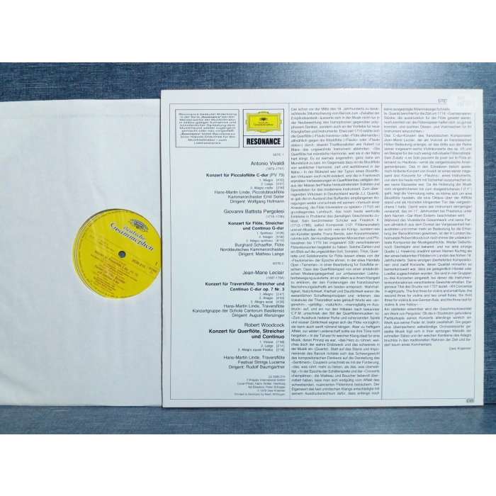 FLÜT BAROCK VIVALDI PERGOLESI LECLAIR WOODCOCK MUSIC LP