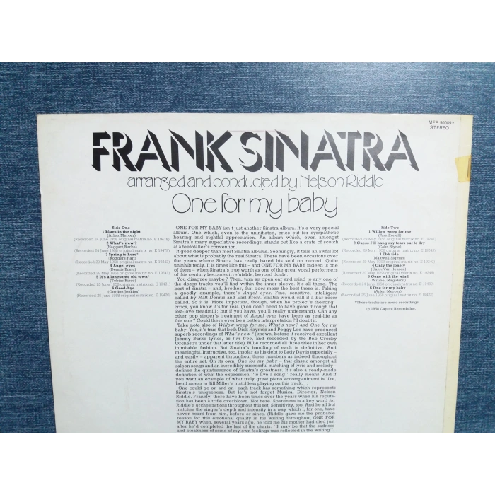 FRANK SINATRA ONE FOR MY BABY MUSIC LP