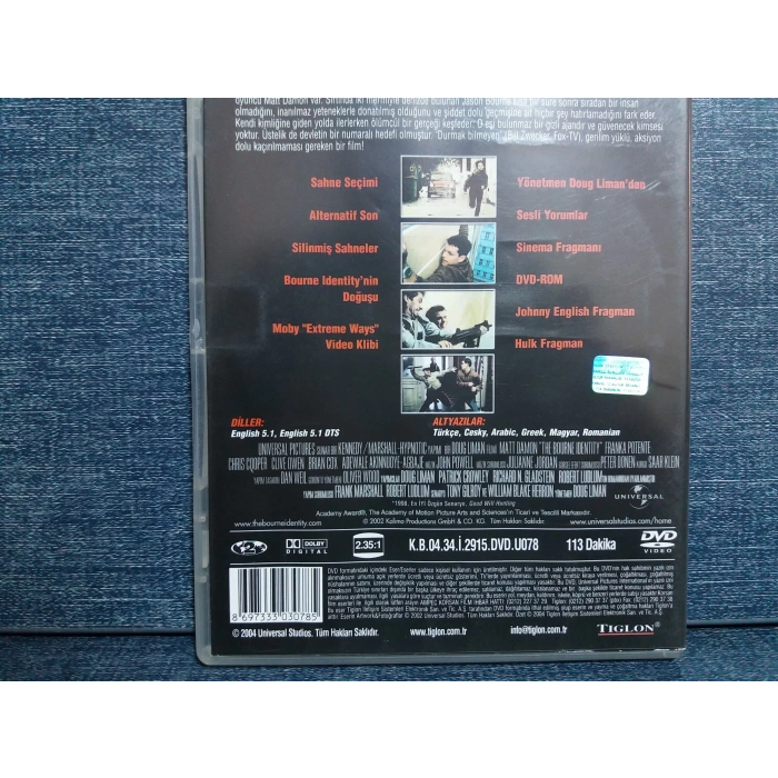 GEÇMİŞİ OLMAYAN ADAM BOURNE IDENTITY DVD FİLM