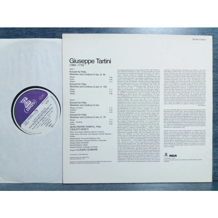 GIUSEPPE TARTINI FLÜT CONCERT JEAN PIERRE RAMPAL MUSIC LP