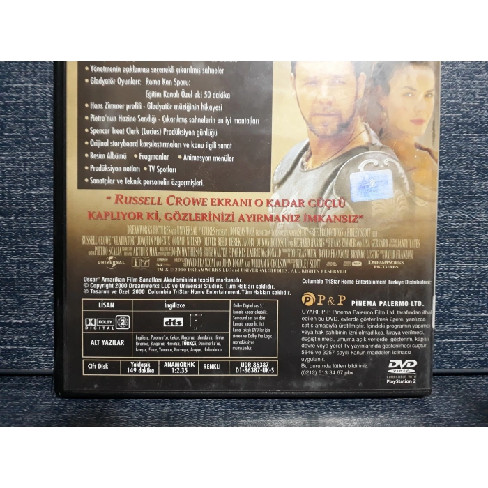 GLADIATOR DVD FİLM (Tr Altyazı) 2 DISK