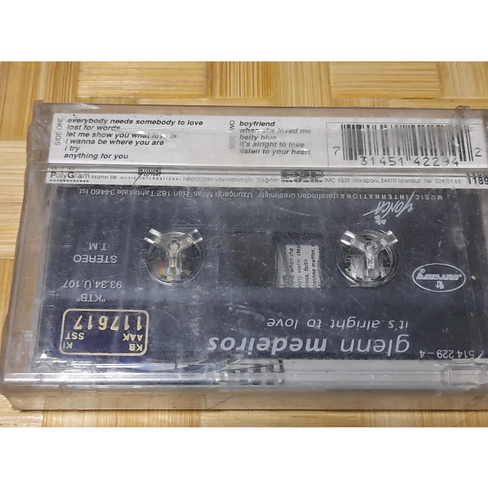 GLENN MEDEIROS ITS ALRIGHT TO LOVE MÜZİK KASET