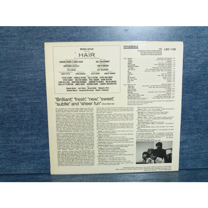 HAIR LOVE ROCK MUSICAL FILM MUSIC LP