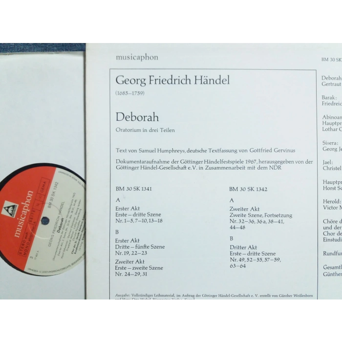 HANDEL DEBORAH DOKUMENTARAUFNAHME 2 LP  BOX