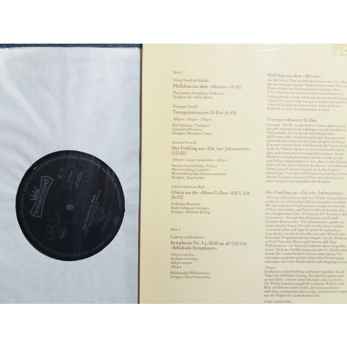 HANDEL TORELLI VIVALDI BACH BEETHOVE  LP