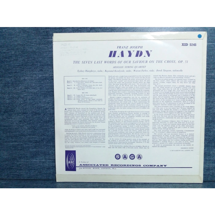 HAYDN SEVEN LAST WORDS AEOLIAN STRING QUARTET LP