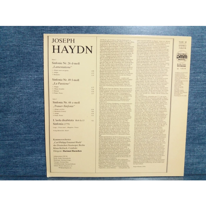 HAYDN SINFONIEN Nr.26-49-44 LISOLA DISABITATA MUSIC LP