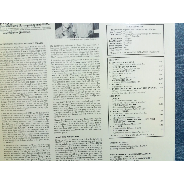 HOAGY CARMICHAEL MUSIC OF BOB WILBER MAXINE SULLIVAN