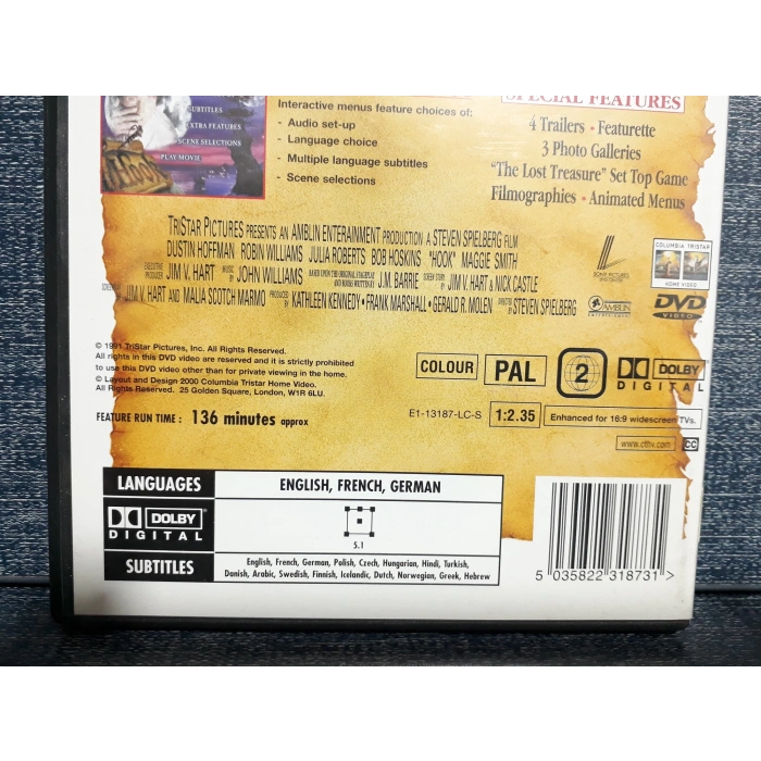 HOOK DUSTIN HOFMANN ROBIN WILLIAMS DVD FİLM