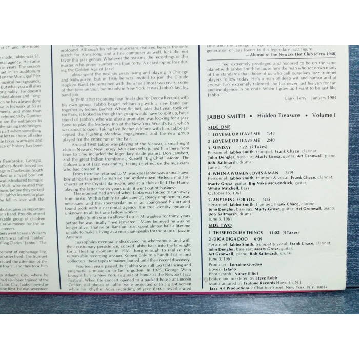 JABBO SMITH HIDDEN TREASURE  MUSIC LP