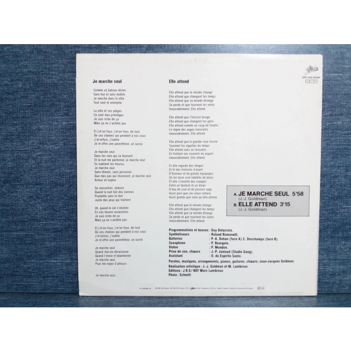JEAN JACQUES GOLDMAN LE MARCHE SEUL MAXI LP