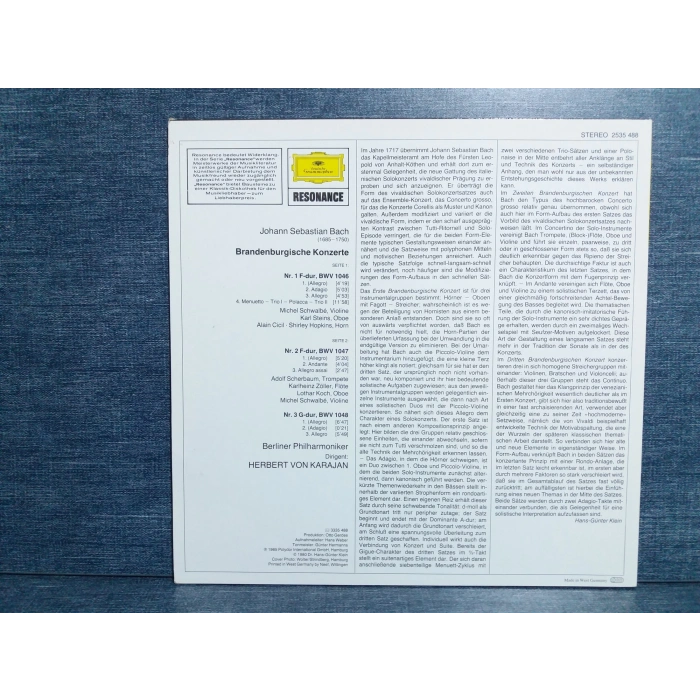 J.S. BACH BRANDENBURGISCHE Nr.1-2-3 MUSIC LP