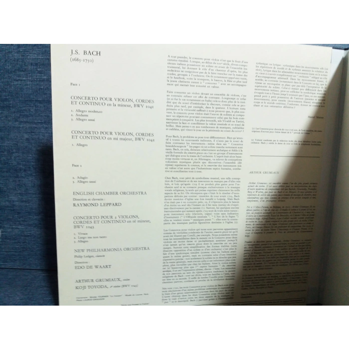 J.S. BACH CONCERTOS POUR VILON RAYMOND LEPPARD LP