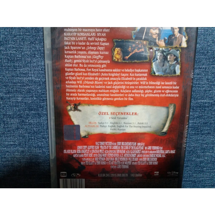 KARAYİP KORSANLARI SİYAH İNCİNİN LANETİ DVD FİLM