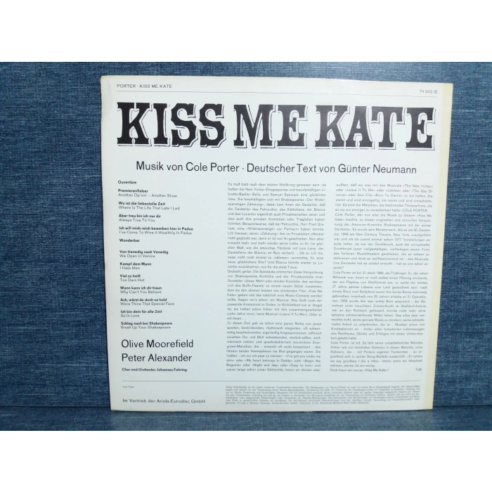 KISS ME KATE  MUSIC LP