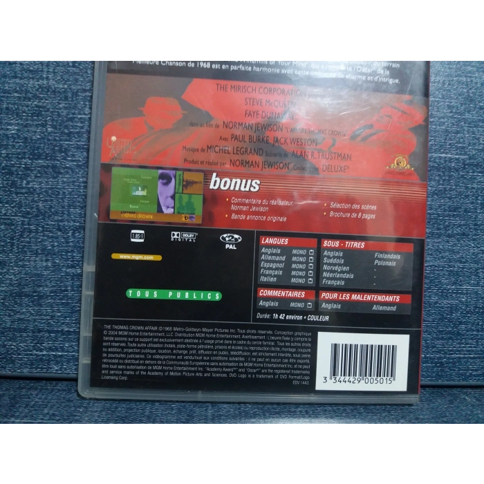 LAFFAIRE THOMAS CROWN STEVE McQUEEN DVD FİLM (İNGİLİZCE)