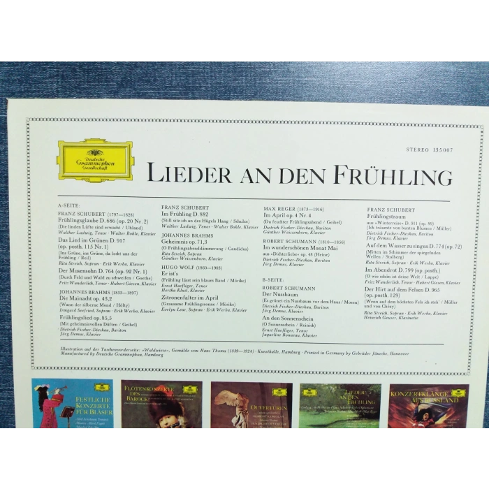 LIEDER AN DEN FRUHLING SCHUBERT SCHUMANN BRAHMS LP