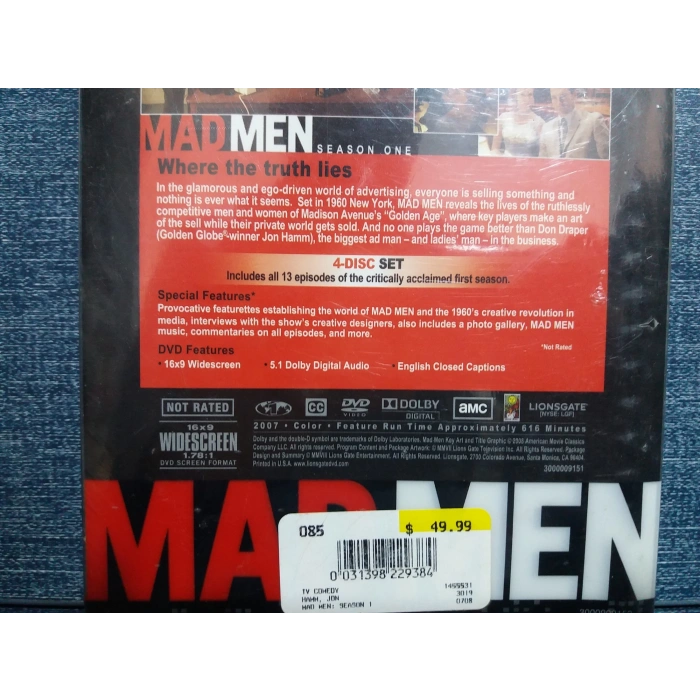 MAD MEN SEASON ONE DVD FİLM (İNGİLİZCE - 4 DISC - SIFIR)
