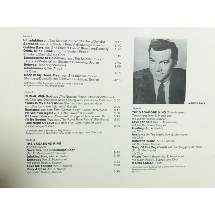 MARIO LANZA VAGABOND KING 2 LP