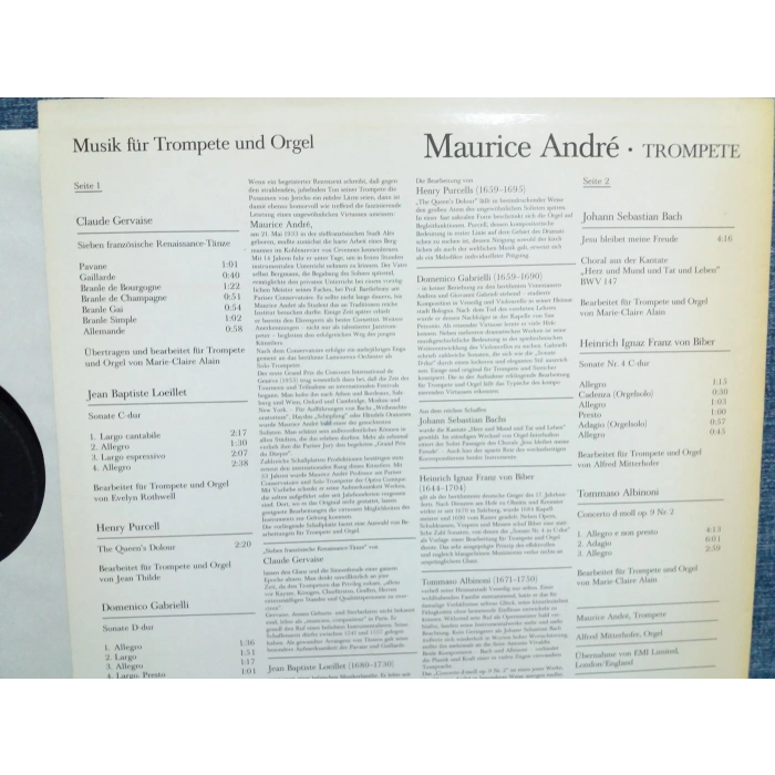 MAURICE ANDRE TROMPETE CLASSIC MUSIC LP