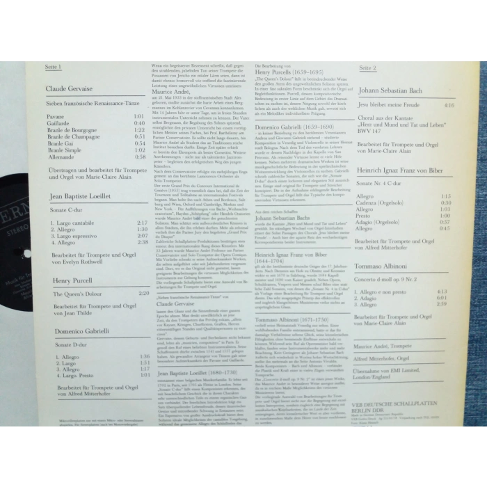 MAURICE ANDRE TROMPETE CLASSIC MUSIC LP