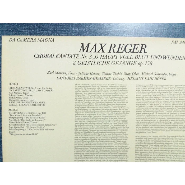 MAX REGER CHORALKANTATE MUSIC LP