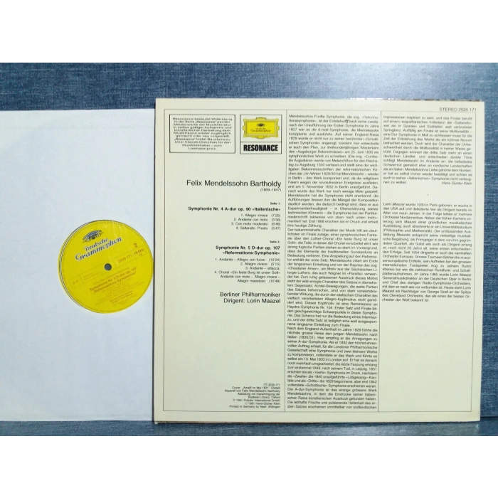 MENDELSSOHN BARTHOLDY SYMPHONIE Nr.4-5 LORIN MAAZEL