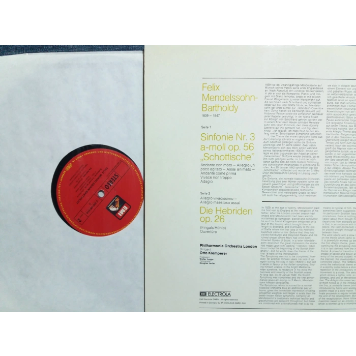 MENDELSSOHN SINFONIE Nr.3 SCHOTTISCHE OTTO KLEMPERER LP