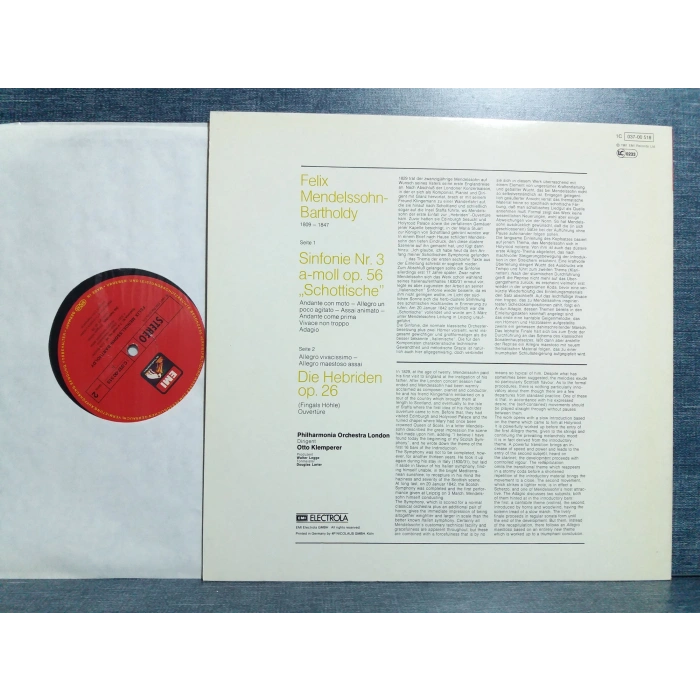 MENDELSSOHN SINFONIE Nr.3 SCHOTTISCHE OTTO KLEMPERER LP