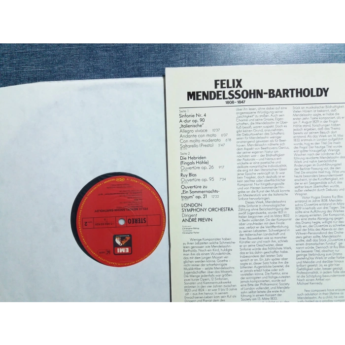 MENDELSSOHN SINFONIE Nr.4 ITALIENISCHE ANDRE PREVIN