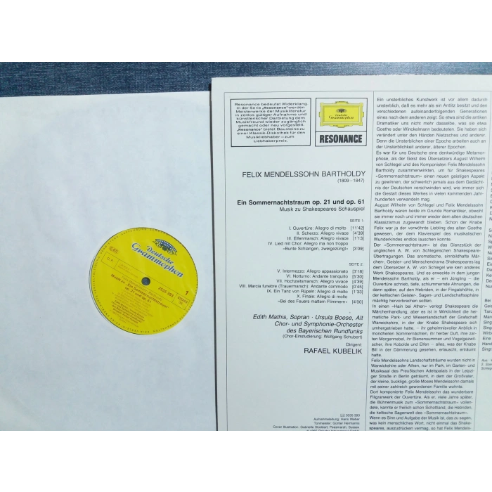 MENDELSSOHN SOMMERNACHTSTRAUM OP R KUBELIK LP