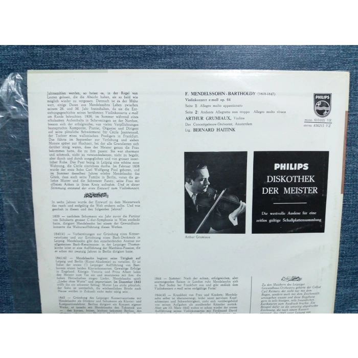 MENDELSSOHN VIOLIN ARTHUR GRUMIAUX  (UFAK LP)