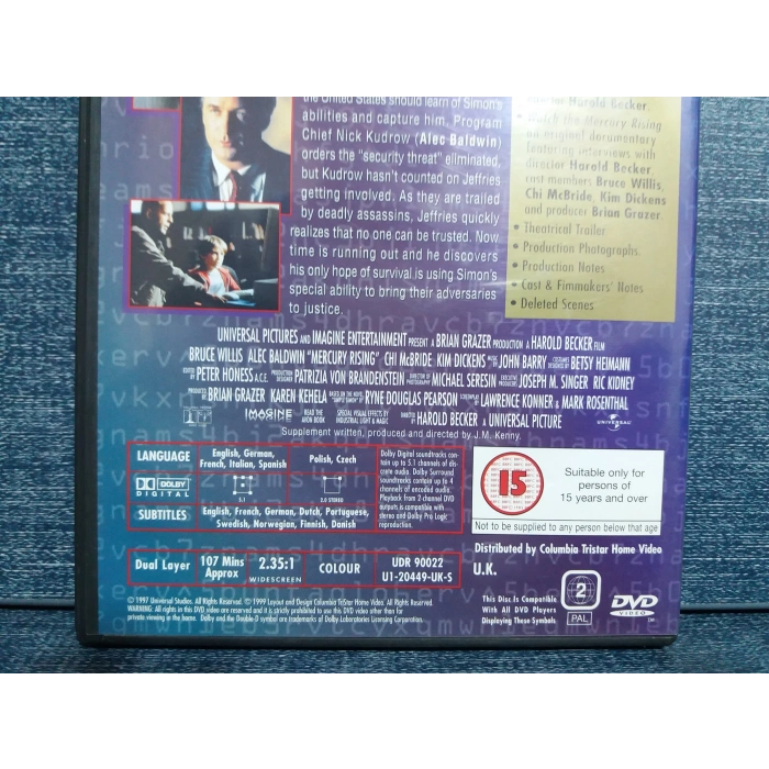 MERCURY RISING DVD FİLM (İNGİLİZCE)